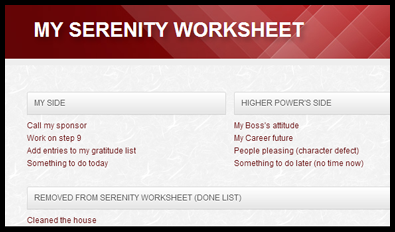 The Serenity Worksheets